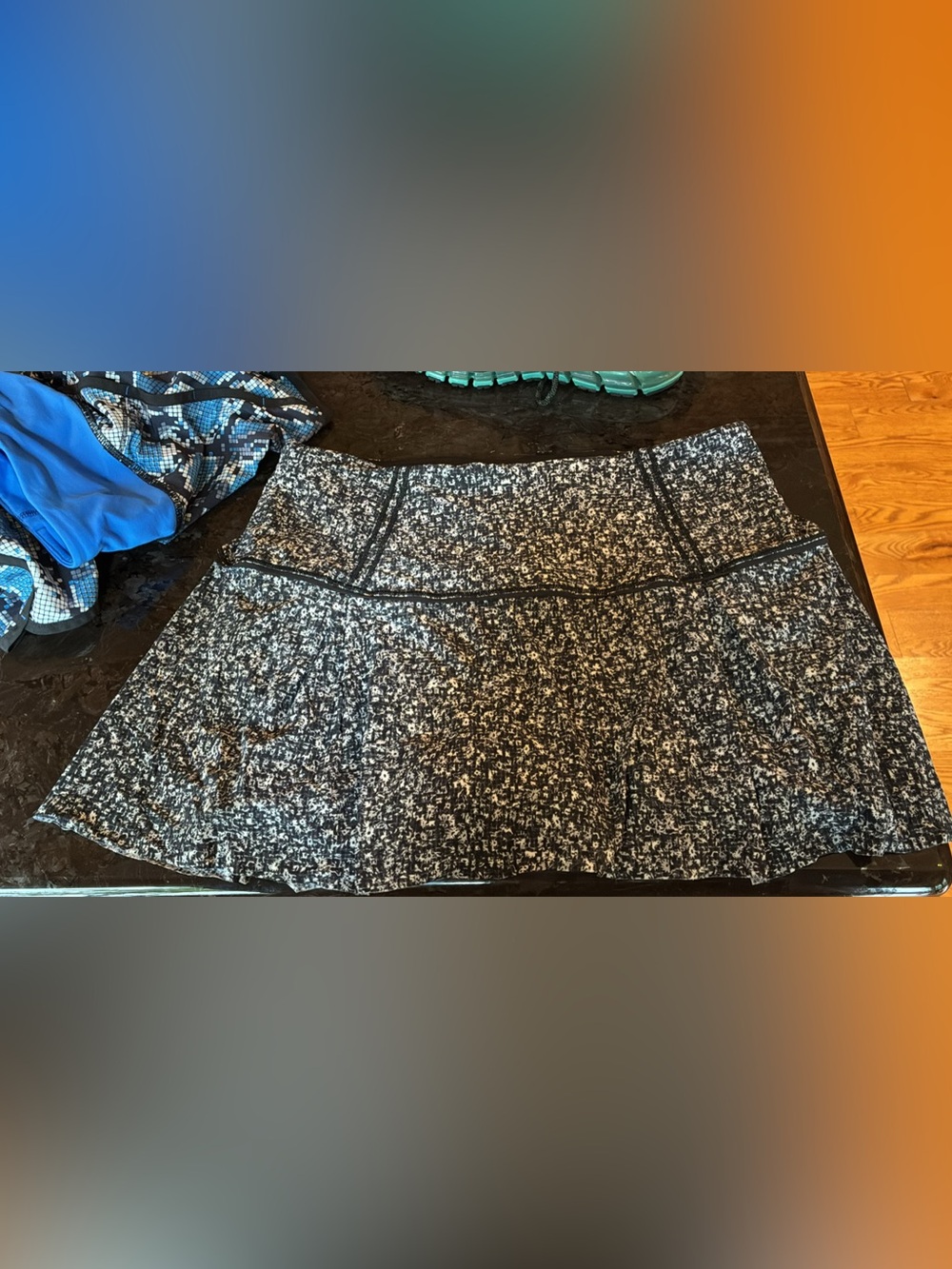 lululemon athletica Black and White Speckled Skater Skirt